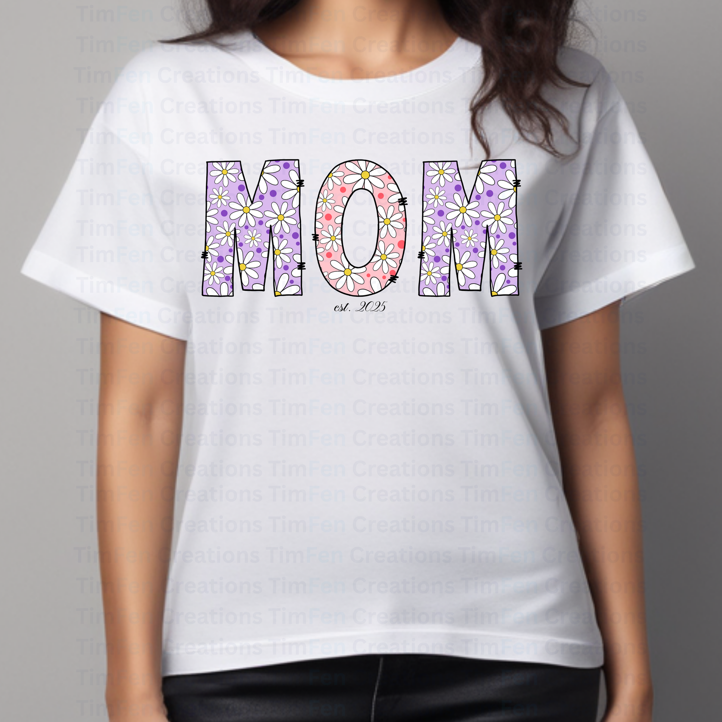 Daisy MOM est Daisy T-Shirt | White T-Shirt | Gift for Mom | Customize "est"