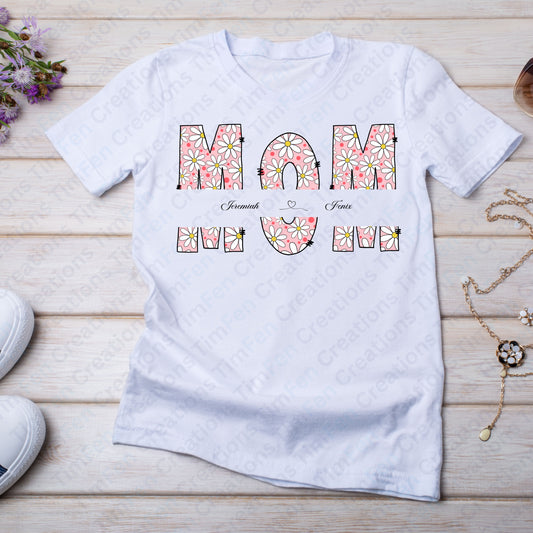 Daisy MOM Daisy T-Shirt | White T-Shirt | Gift for Mom | Customize kids name