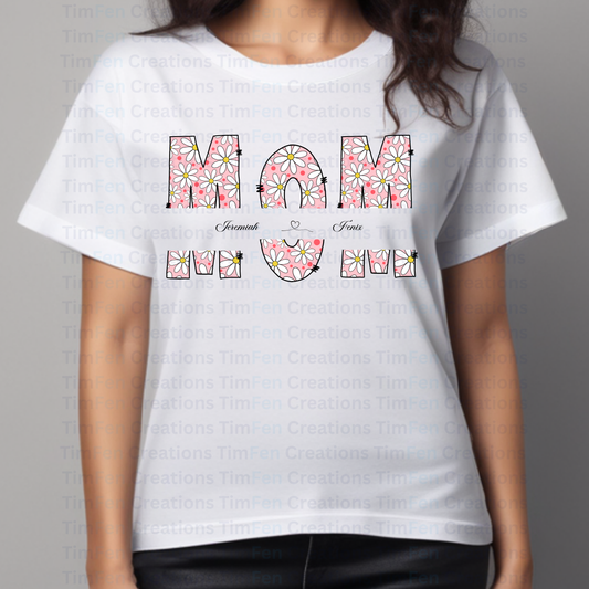 Daisy MOM Daisy T-Shirt | White T-Shirt | Gift for Mom | Customize kids name